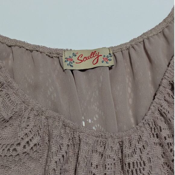 Scully Lace Ruffle Flare Sleeve Blouse Tan Brown Womens X-Large Southwestern - Picture 3 of 4